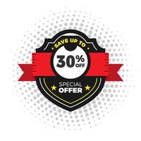 Sale and special offer. 30 off. Shield vector illustration