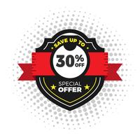 Sale and special offer. 30 off. Shield vector illustration