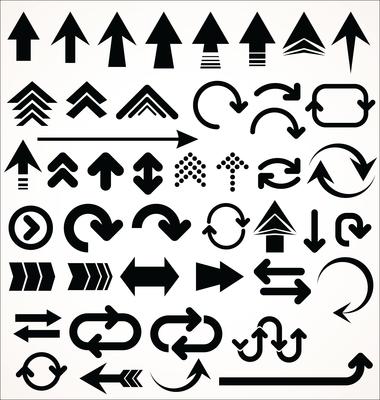 Hand drawn vector set of arrow shapes isolated on white