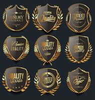 Luxury premium golden badges and labels vector