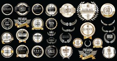 Luxury premium silver badges and labels vector