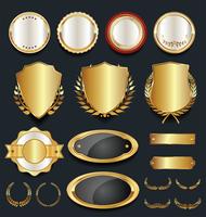 Insignias y etiquetas de oro premium de lujo vector