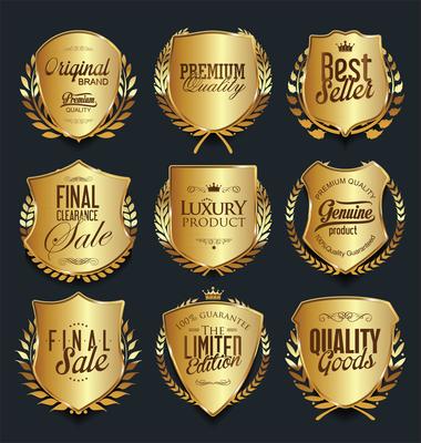 Luxury premium golden badges and labels