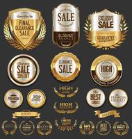 Insignias y etiquetas de oro premium de lujo vector