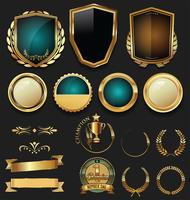 Insignias y etiquetas de oro premium de lujo vector