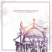 Hand Drawn Mosque Sketch Illustration. vector