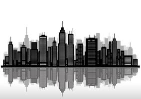 Cityscape with skyscrapers, vector illustration.