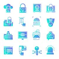 Security gradient icons set vector