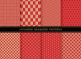 Set of Japanese traditional, seamless patterns. vector