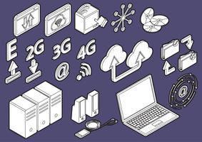 illustration of info graphic computer icons set concept vector