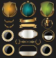 Luxury premium golden badges and labels vector