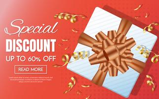 gift box sale template banner Vector background