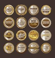 Insignias y etiquetas de oro premium de lujo vector