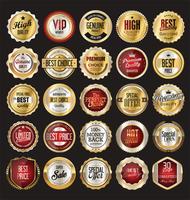 Insignias y etiquetas de oro premium de lujo vector