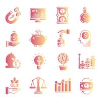 Investment gradient icons set vector