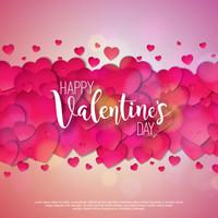 Happy Valentines Day Design with Red Hearts  vector