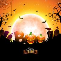 Boo, Happy Halloween design vector