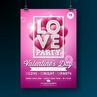 Valentines Day Party Flyer Design  vector