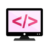 Coding on screen flat multi color icon vector