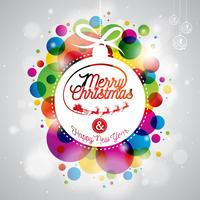 Merry Christmas Holiday illustration with abstract glass balls vector