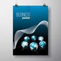 Business Flyer illustration with globes  vector