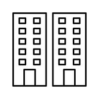 Icono de oficinas edificio línea negra vector