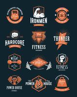 Emblemas de fitness retro vector