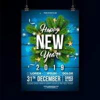 New Year 2019 Party Poster Illustration vector