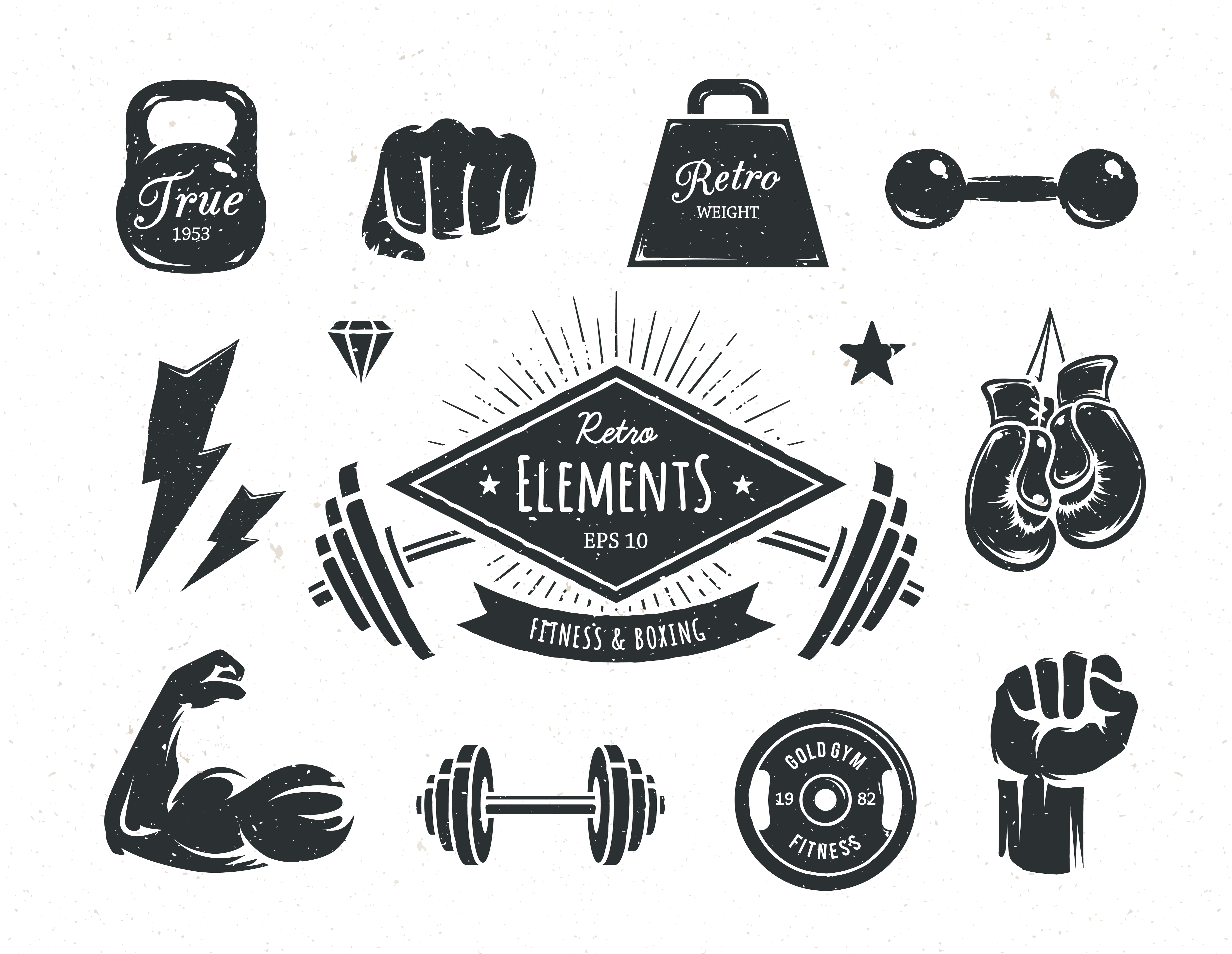 Retro Fitness Elements Download Free Vectors Clipart Graphics