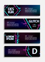 Set of modern banners and flyers with glitch style vector