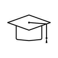 Graduate cap line black icon vector