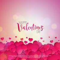 Happy Valentines Day Design with Red Hearts  vector