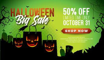 Halloween Sale banner illustration  vector