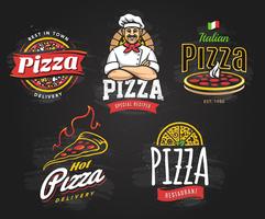 Conjunto de emblemas de pizza vector