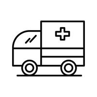 Ambulance line black icon vector