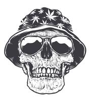 Rasta Skull in Hat and Sunglasses vector