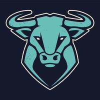 Grunge Bull Mascot Vector Icon