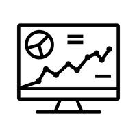 Analytics on screen line black icon vector