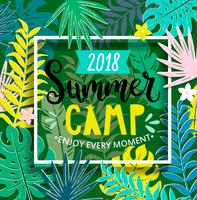 Summer camp 2018 in jungle. vector
