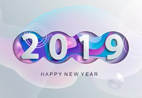 2019 Creative happy new year card in paper style. vector