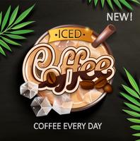 Symbol of iced coffee with iced cubes. vector