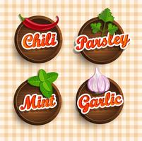 Stickers of spices. vector