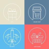 Outline e-commerce web icon set. vector