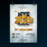 Cartel de celebración de fiesta de año nuevo 2019 vector