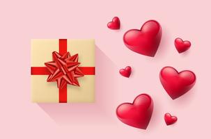 Festive wallpaper decorated with hearts and gifts. Vector illustration