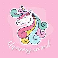 Diseño lindo del ejemplo del personaje de dibujos animados del unicornio vector