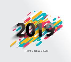 New Year 2019 card on modern background. vector