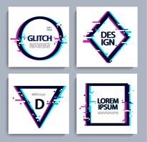 Set of geometric shapes, frame with glitch style. vector