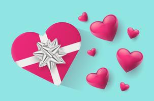 Festive wallpaper decorated with hearts and gifts. Vector illustration