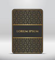 Elegant premium look. Dark gray card shape with golden pattern. Vector illustration.